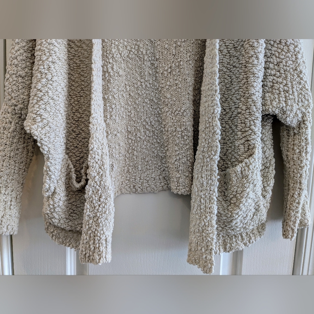 Umgee Ivory Open Front Drop Shoulder Popcorn Cardigan Women's Sweater Size S - Picture 6 of 16